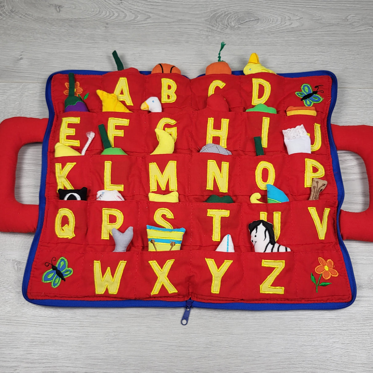 Vintage Alma's Designs / Pockets of Learning Interactive ABC Cloth Travel Quiet Book / Toy
