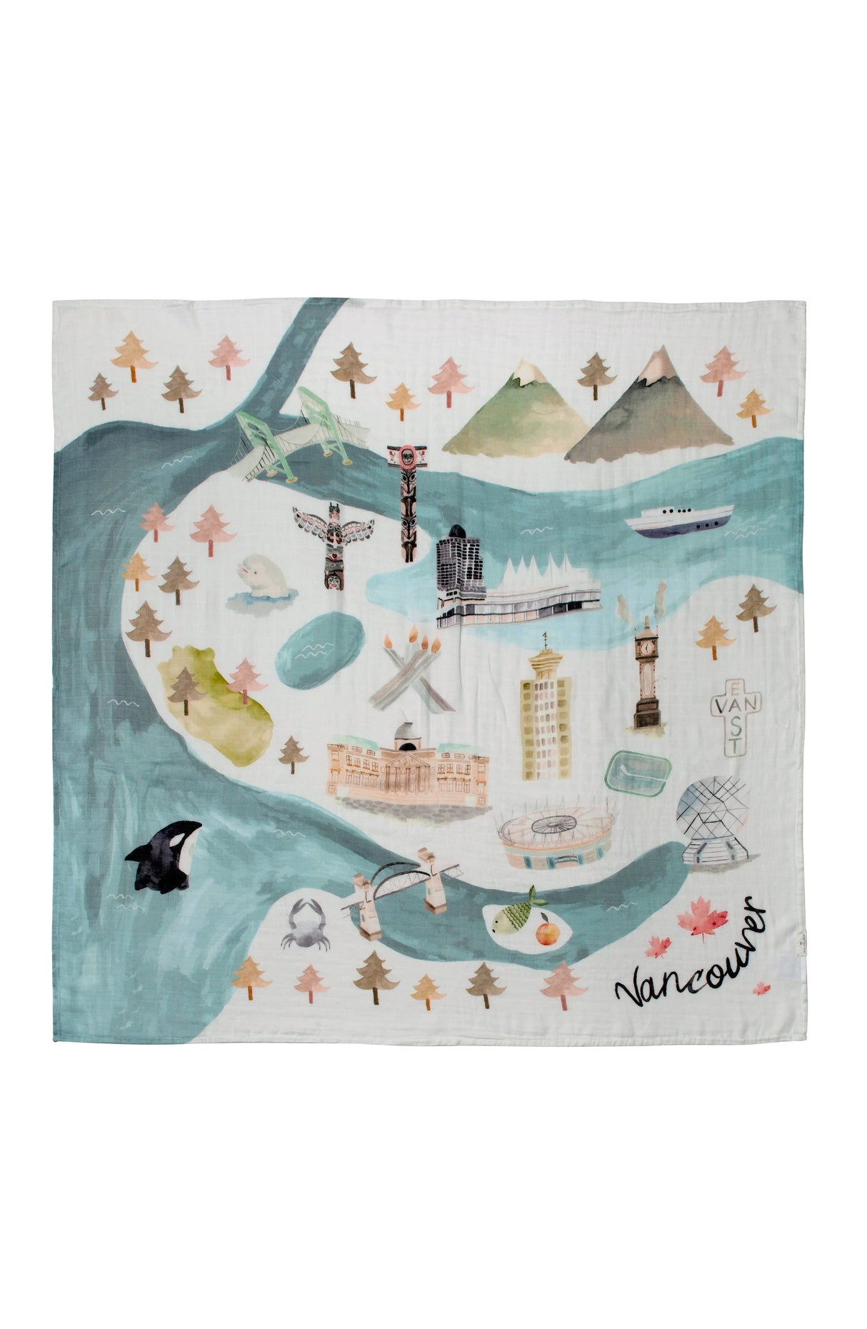 NEW - Loulou Lollipop Vancouver themed muslin bamboo blend swaddle